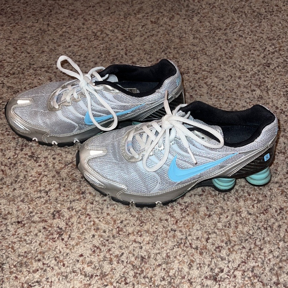 Nike Shox, size 6.5, silver and baby blue
